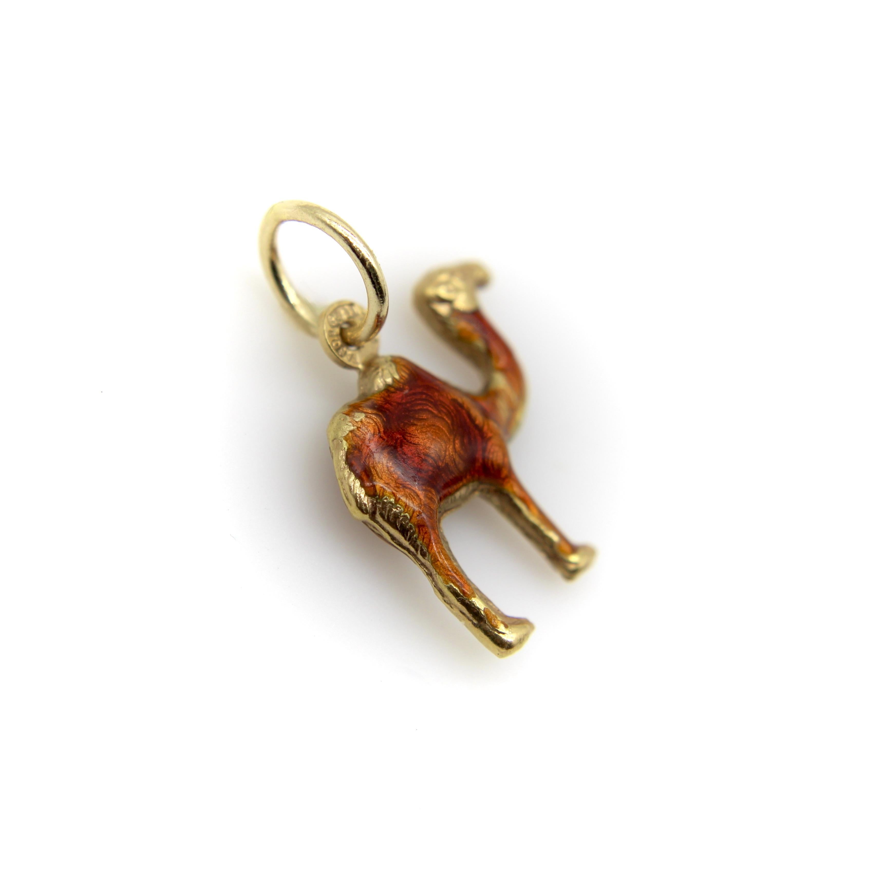 Modern Vintage 18K Gold Joe Cool Camel Enamel Charm