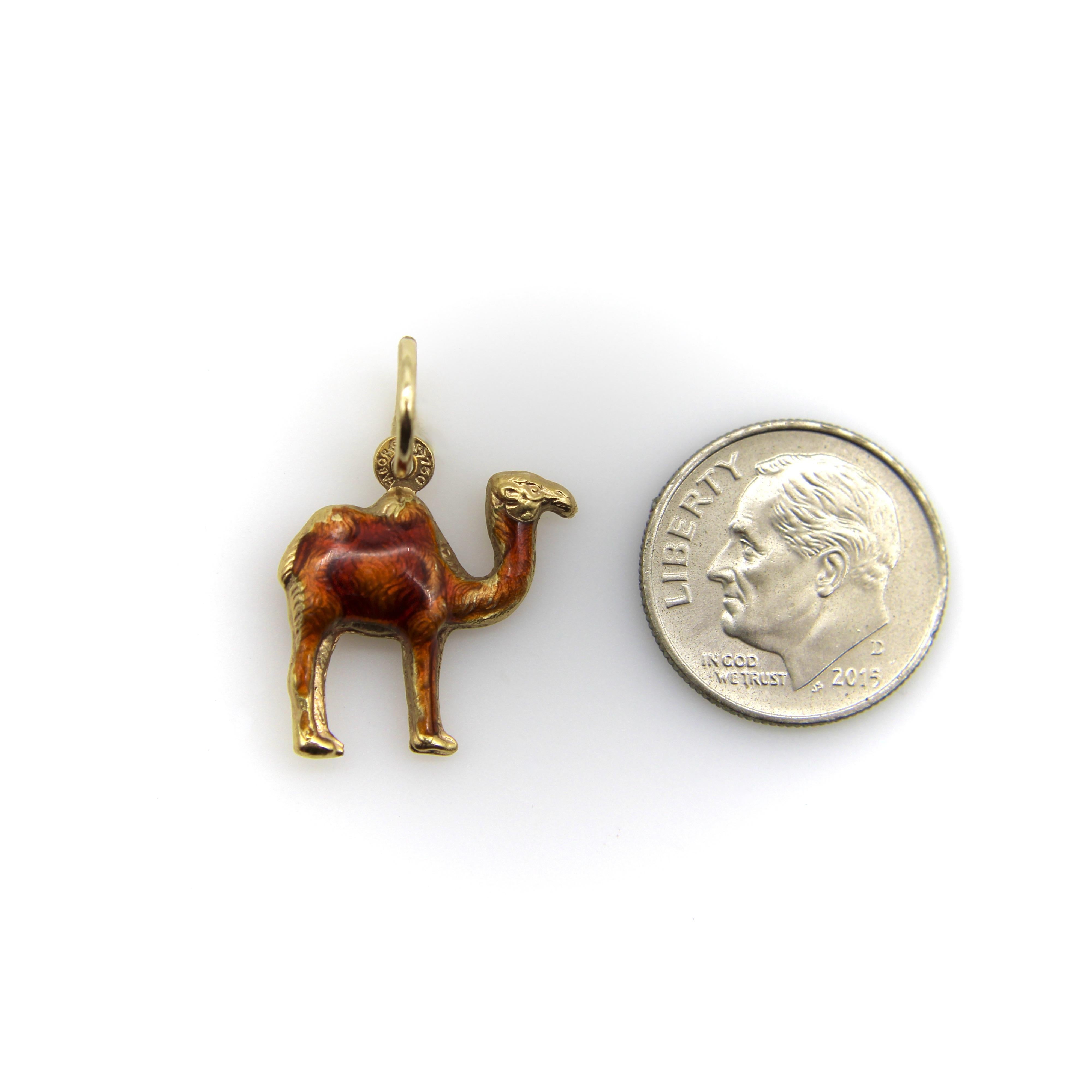 Vintage 18K Gold Joe Cool Camel Enamel Charm 2
