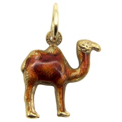 Vintage 18K Gold Joe Cool Camel Enamel Charm
