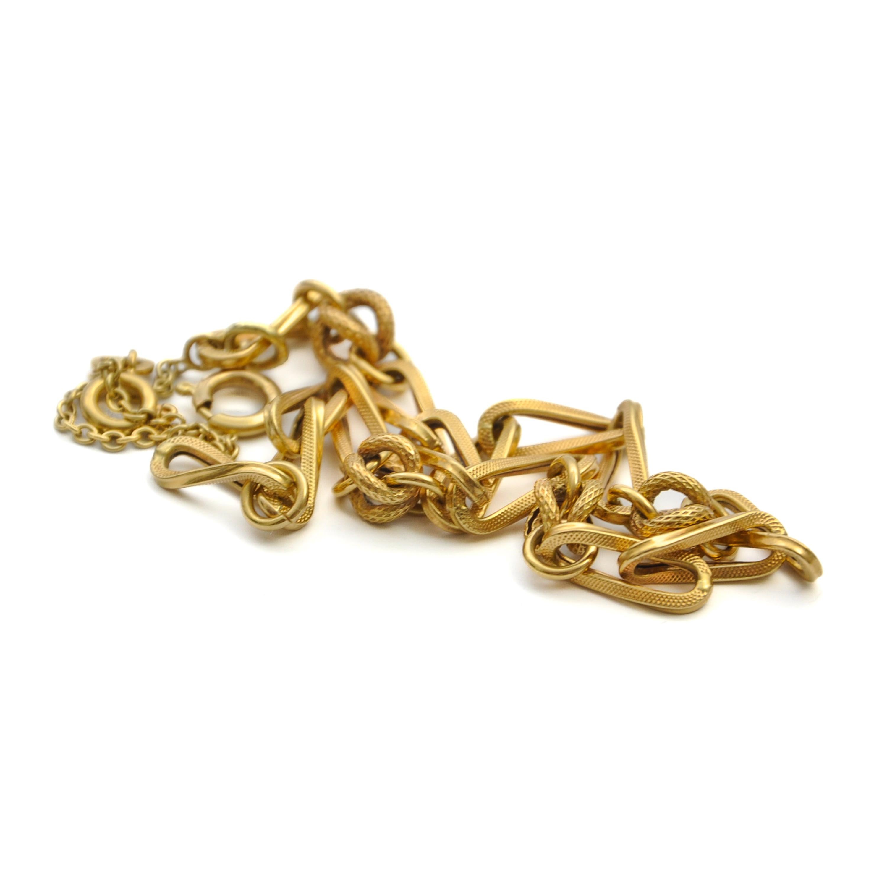 Vintage 18K Gold Knot Curved Links Chain Bracelet Bon état - En vente à Rotterdam, NL