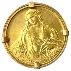 Pendentif vintage en or 18 carats « La Flora Tiziano », Italie, 20 mm