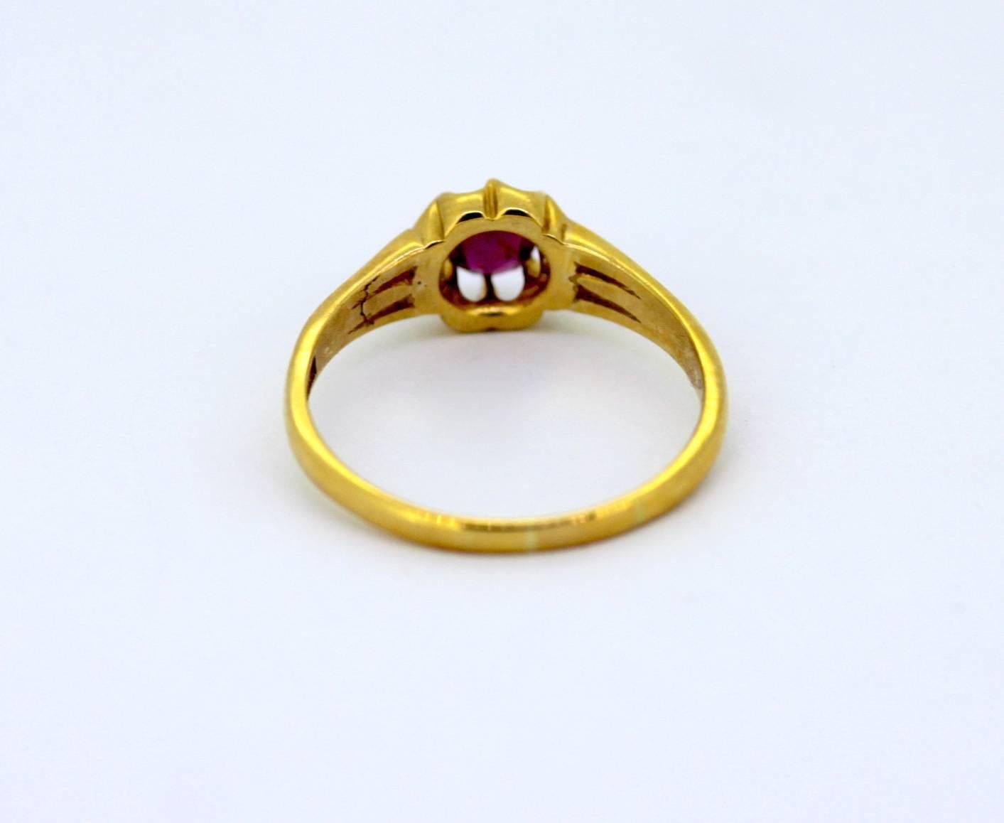 Women's Vintage 18 Karat Gold Ladies Ring with Ruby '0.50 Carat' by DC, circa 1970s