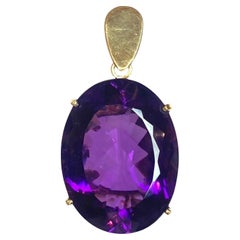 Vintage 18K Gold Large Amethyst Pendant