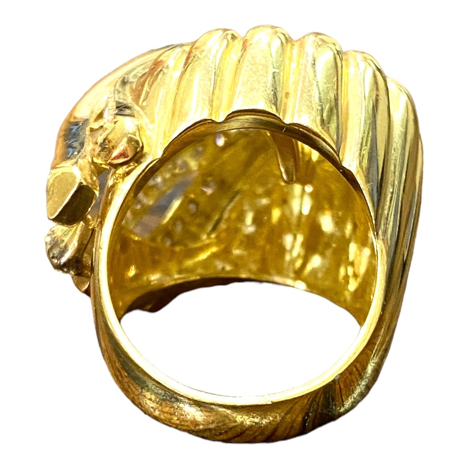 Brilliant Cut Vintage 18K Gold Large Waterfall Diamond Cocktail Ring