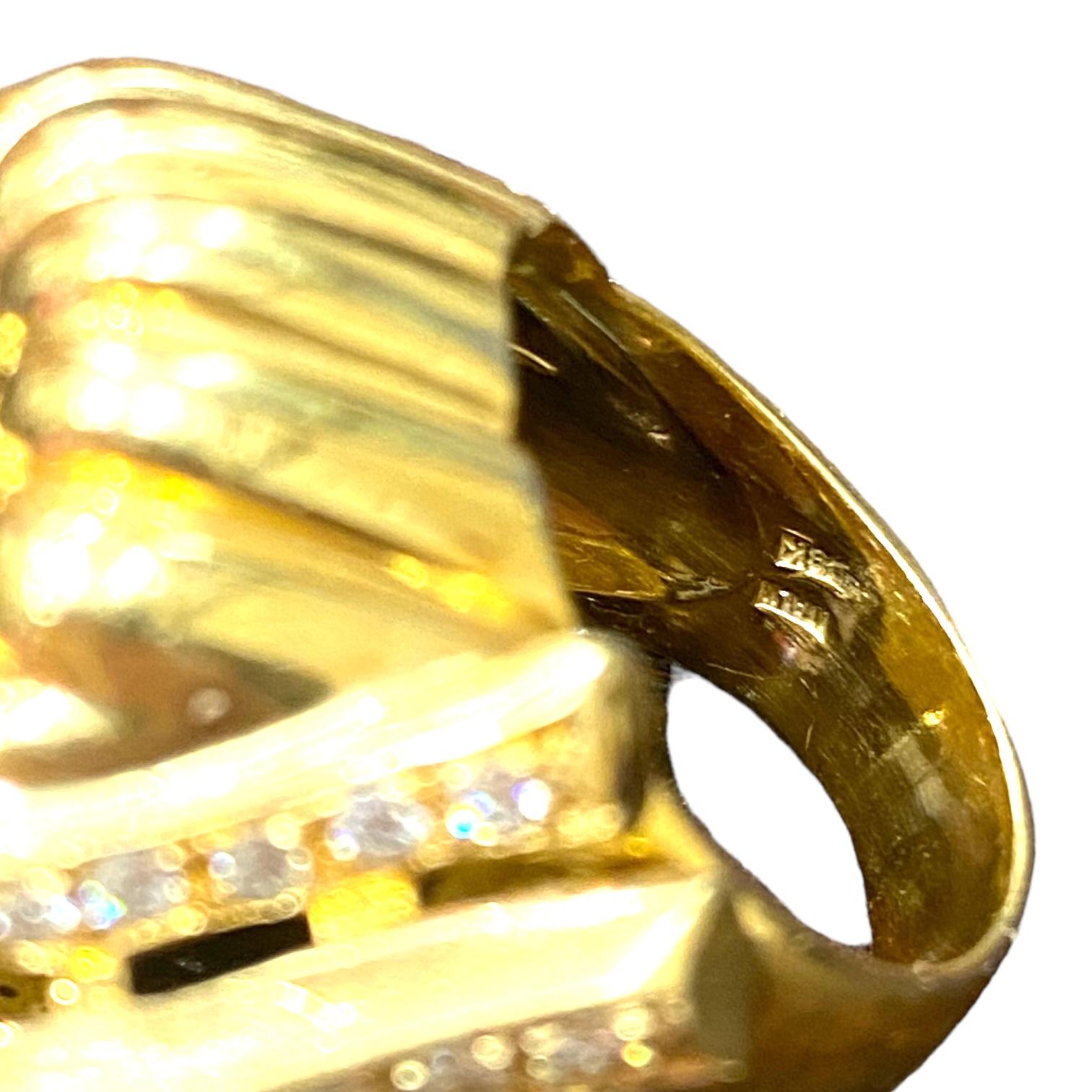 Women's Vintage 18K Gold Large Waterfall Diamond Cocktail Ring