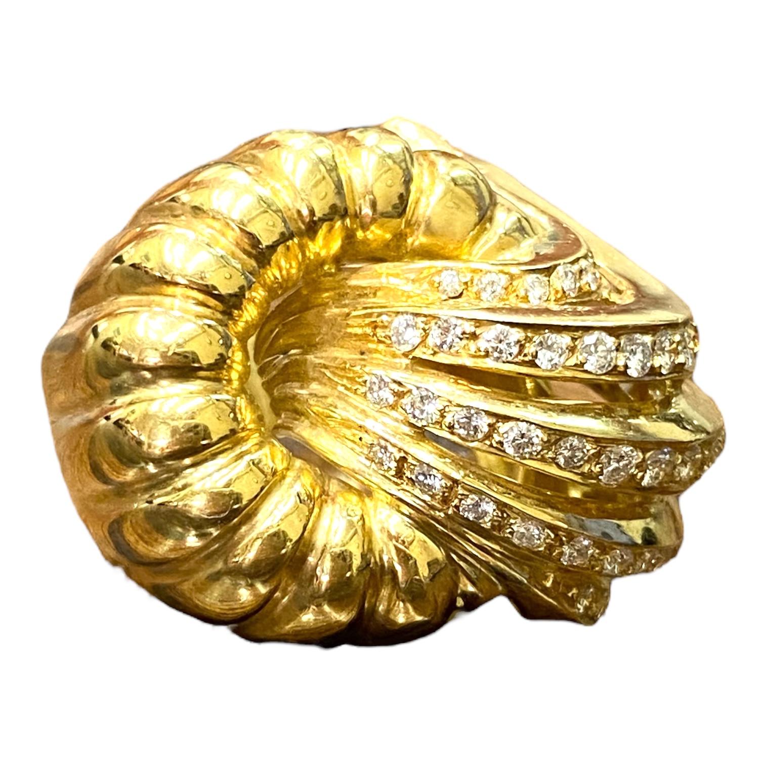 Vintage 18K Gold Large Waterfall Diamond Cocktail Ring 2
