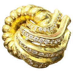 Vintage 18K Gold Large Waterfall Diamond Cocktail Ring