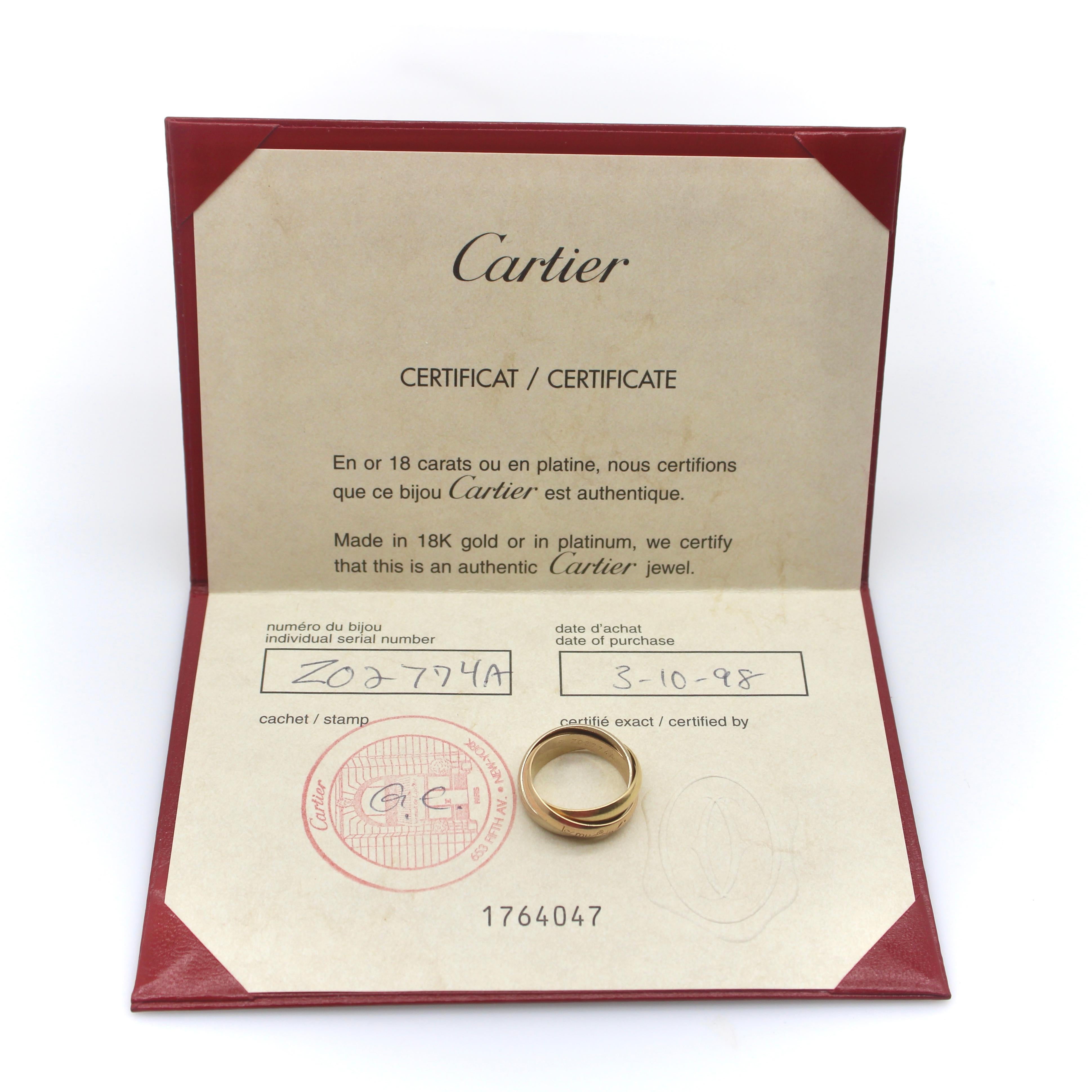 Anello trilogico d'epoca in oro 18 carati Les Must de Cartier in vendita 1