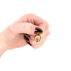 Vintage 18K Gold Lucerne Switzerland Figural Bell with Enamel Flowers Charm