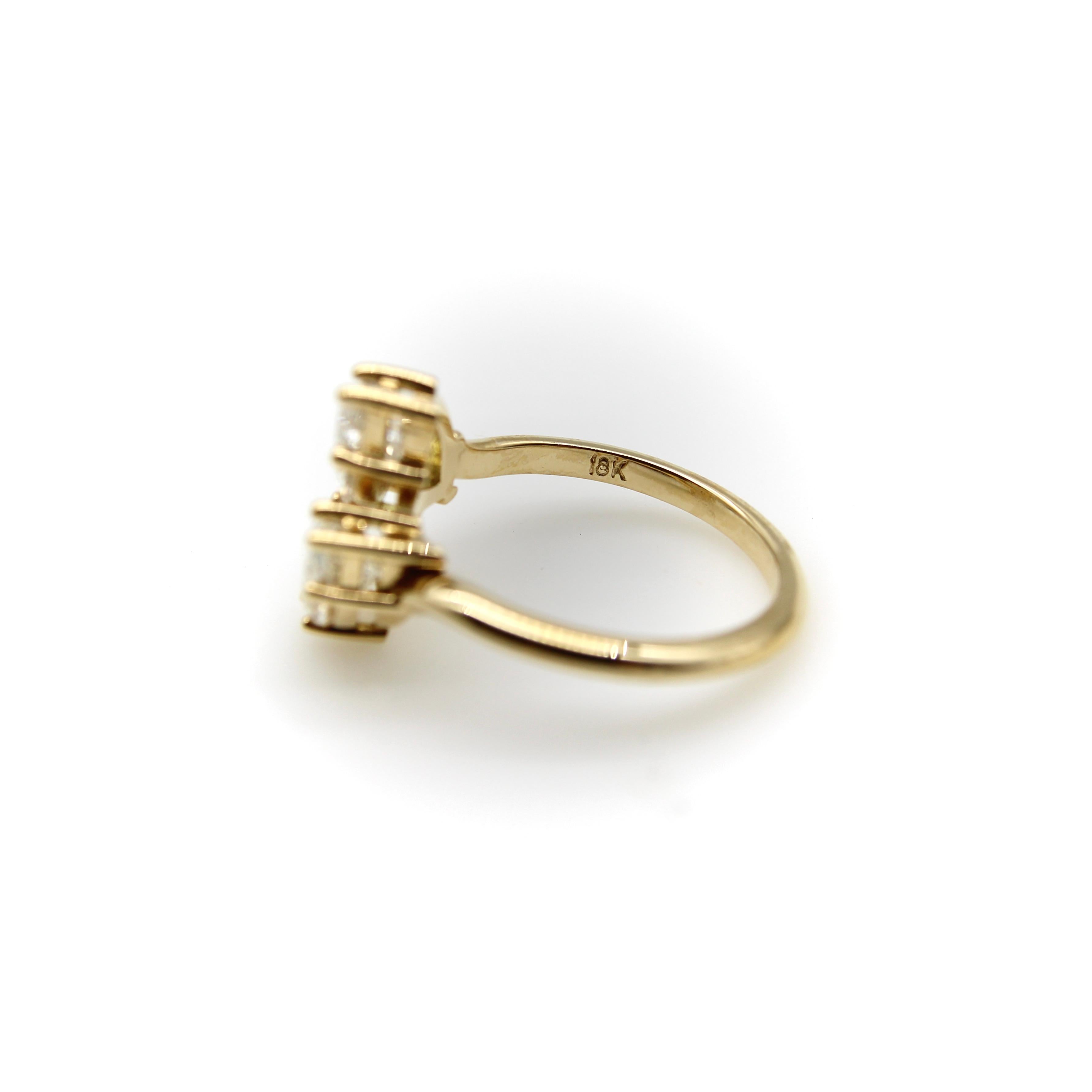 Vintage 18K Gold Marquise Diamant Bypass Ring im Angebot 1