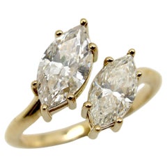 Vintage 18K Gold Marquise Diamond Bypass Ring