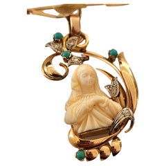 Vintage Marry Cameo Gold Brooch And Pendant