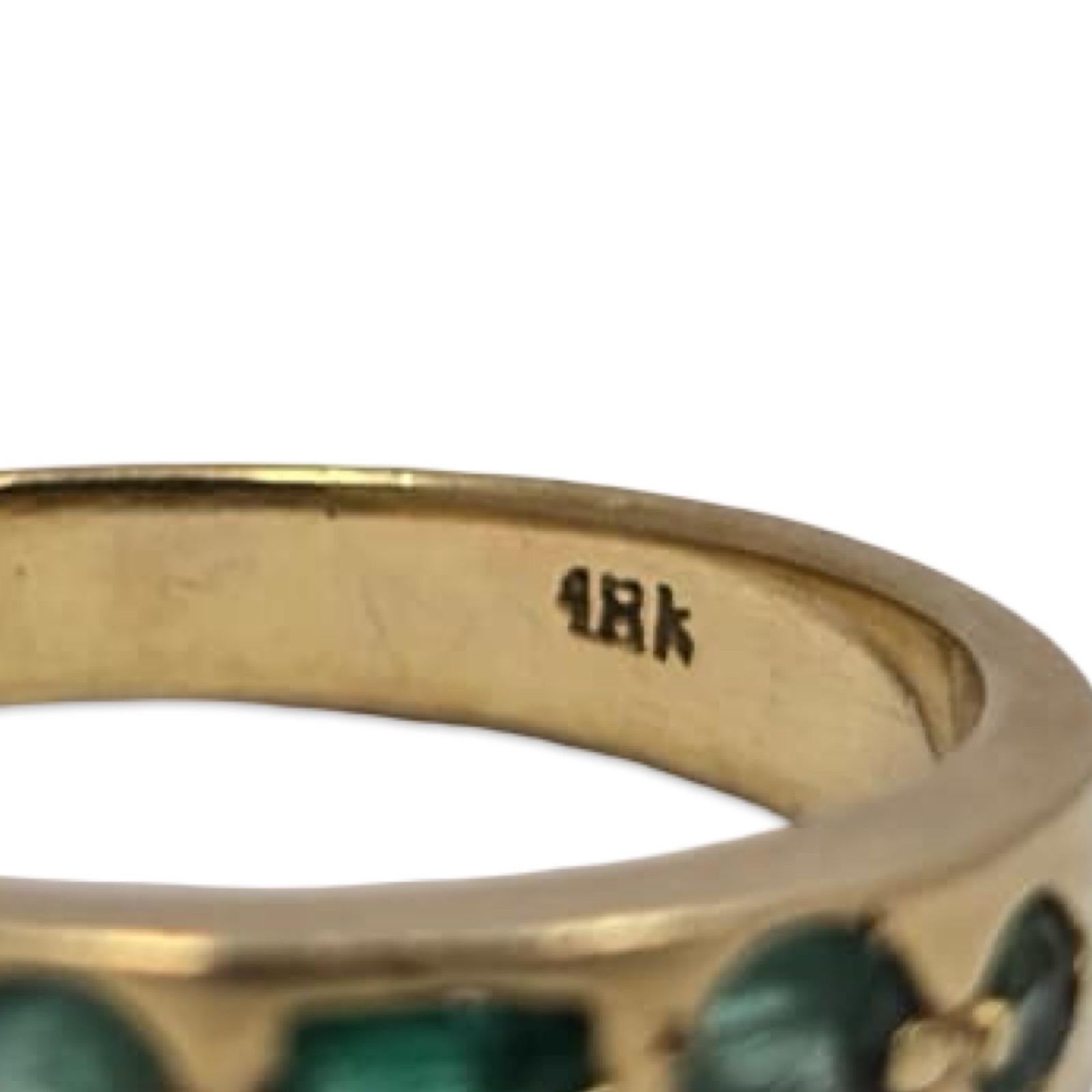 Vintage 18K Gold Mixed-Cut Smaragd Band Ring für Damen oder Herren