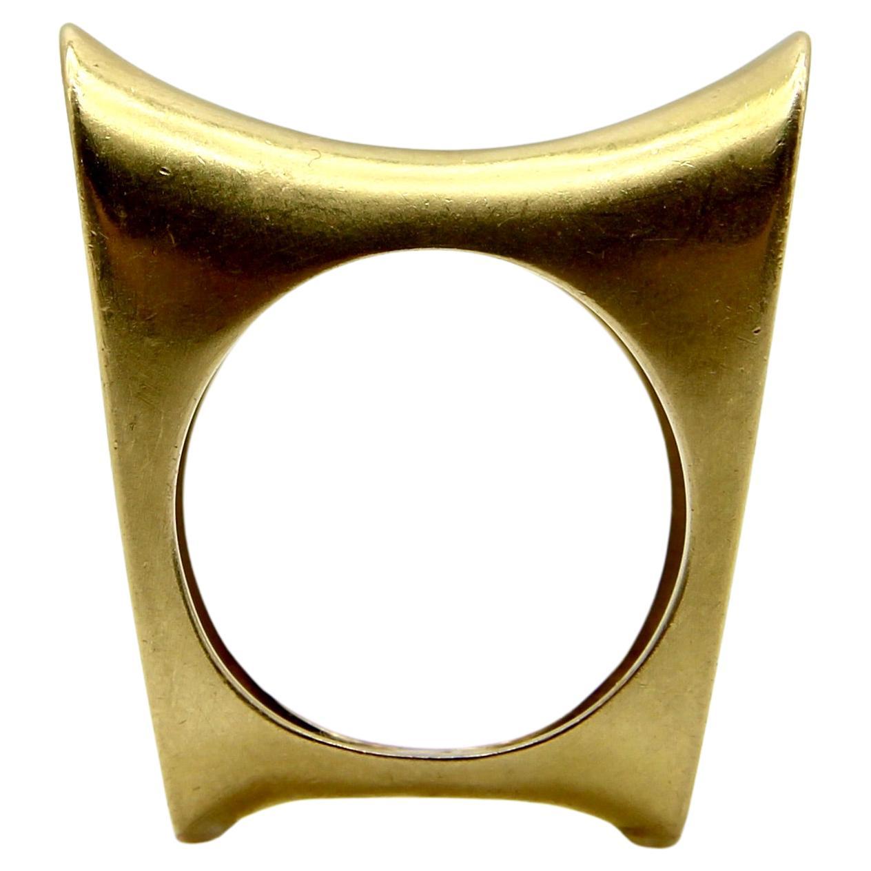 Vintage 18K Gold Modernist Saddle Ring For Sale