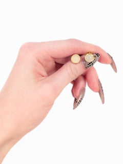 Boutons de manchette vintage en or 18K et cabochon de pierre de lune