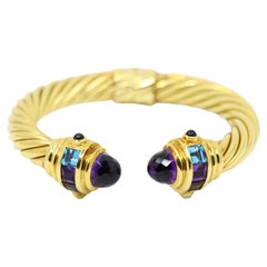 Bracciale a cavo rinascimentale in oro 18 carati d'epoca con pietre miliari