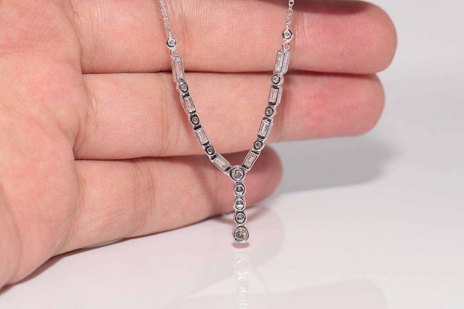 Collana vintage in oro 18k con diamanti naturali taglio Baguette e Brillianti in vendita 5