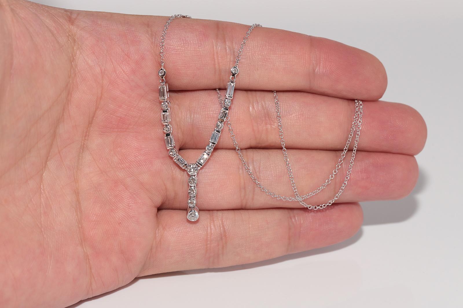 Collana vintage in oro 18k con diamanti naturali taglio Baguette e Brillianti in vendita 8