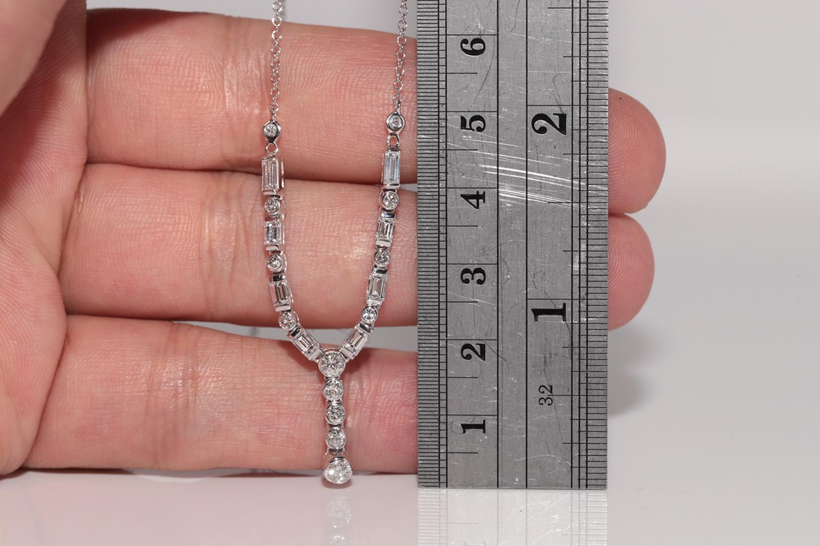 Collana vintage in oro 18k con diamanti naturali taglio Baguette e Brillianti in vendita 9