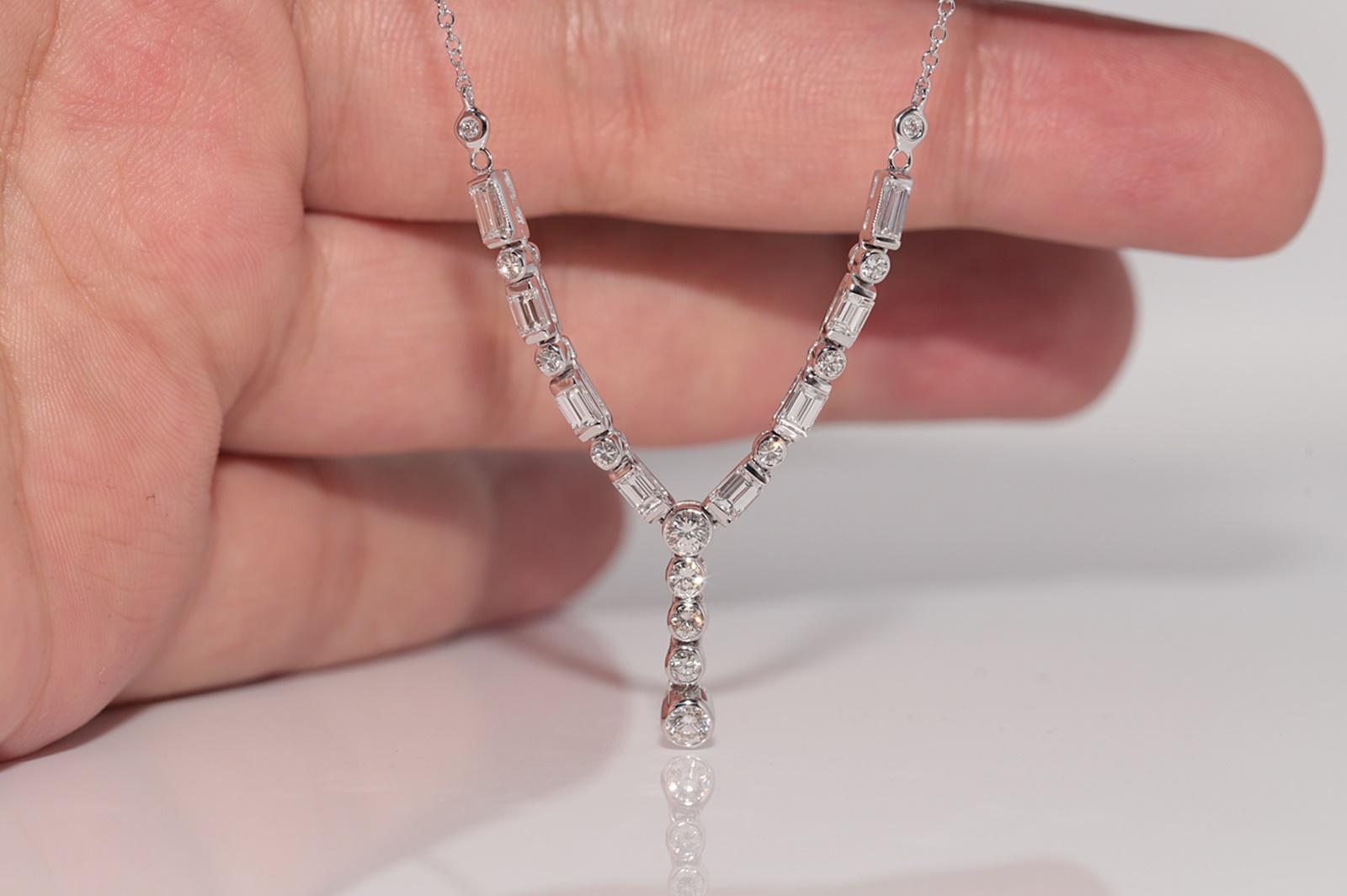 Collana vintage in oro 18k con diamanti naturali taglio Baguette e Brillianti In condizioni buone in vendita a Fatih/İstanbul, 34