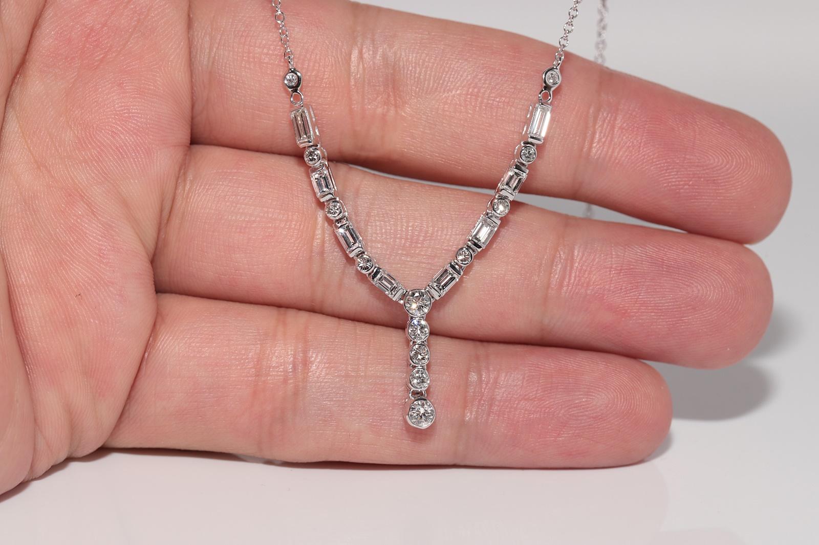 Donna Collana vintage in oro 18k con diamanti naturali taglio Baguette e Brillianti in vendita