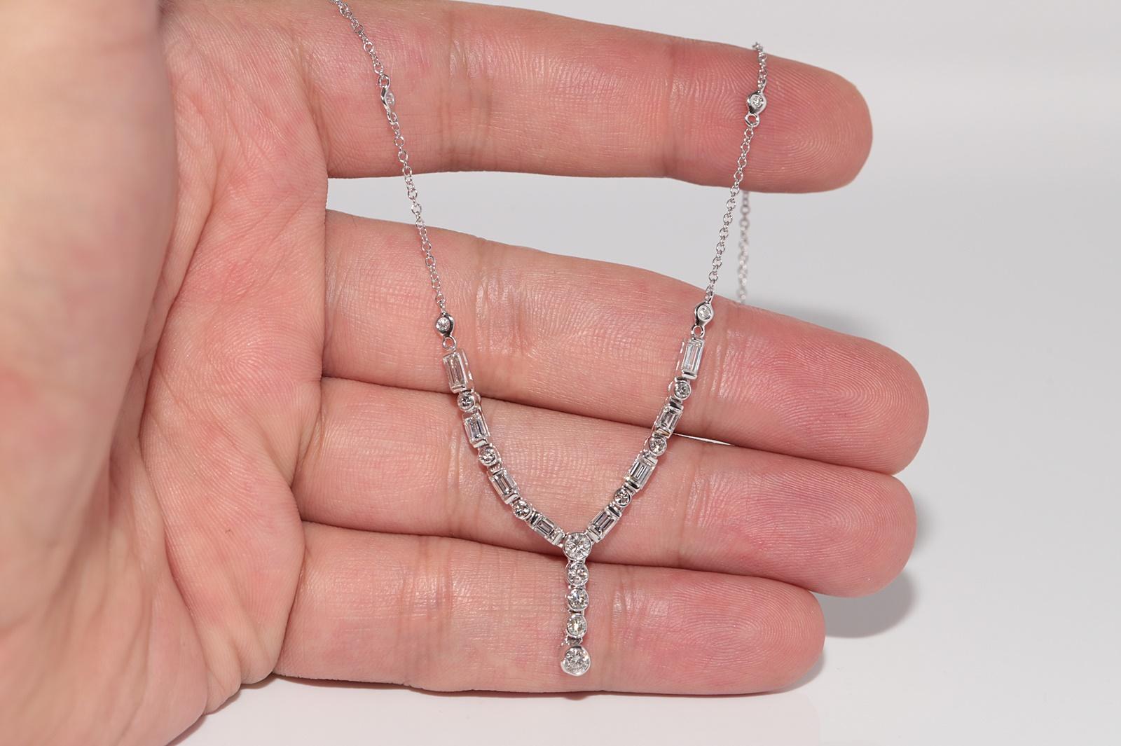 Collana vintage in oro 18k con diamanti naturali taglio Baguette e Brillianti in vendita 1