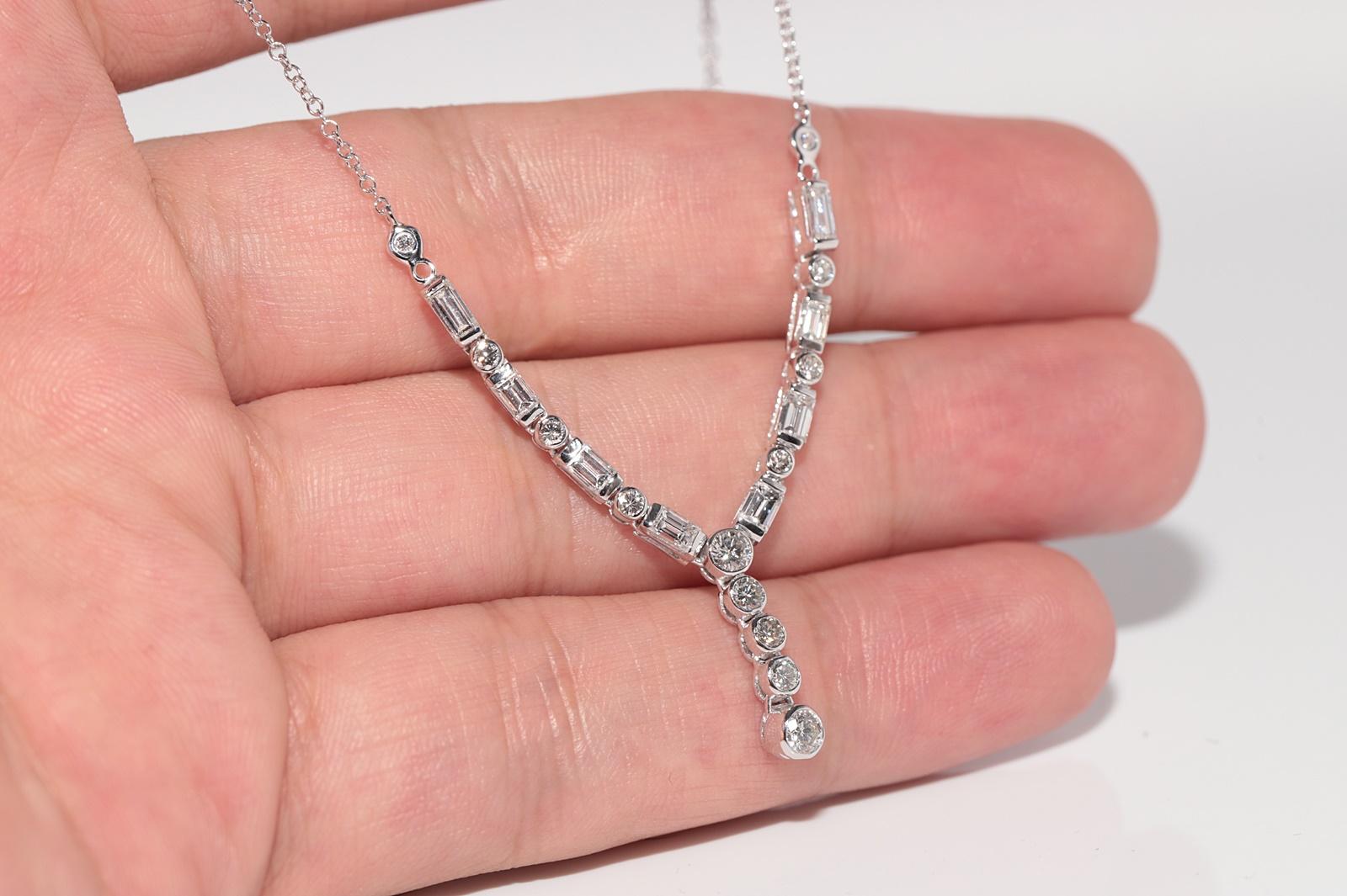 Collana vintage in oro 18k con diamanti naturali taglio Baguette e Brillianti in vendita 2