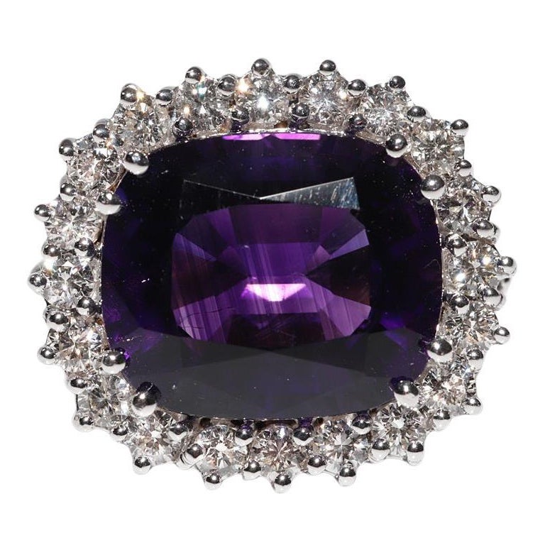 Bague Tank vintage en or 18 carats décorée de diamants naturels et d
améthystes