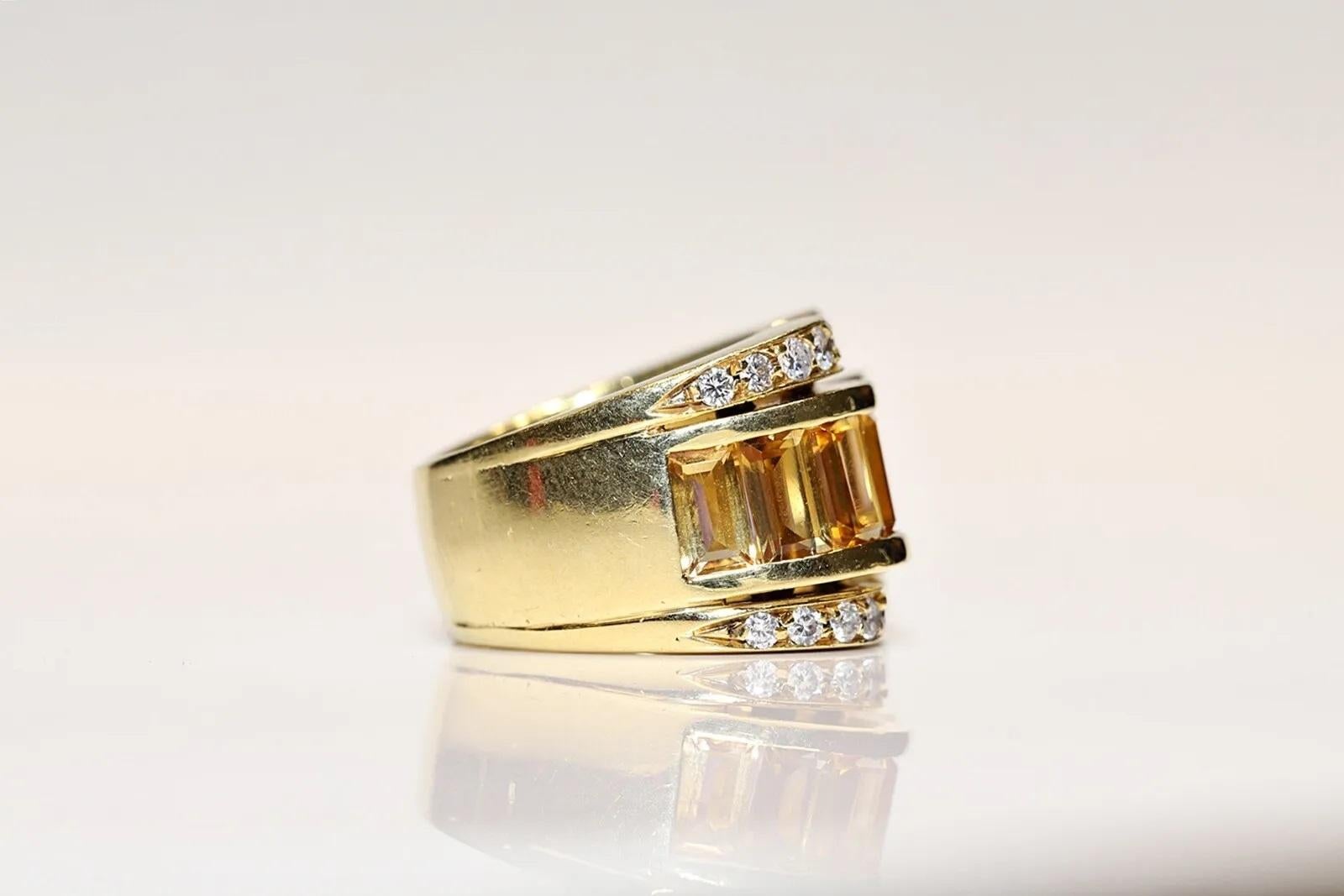 Taille brillant Bague débardeur vintage en or 18 carats décorée de diamants naturels et d'améthystes et de topazes en vente