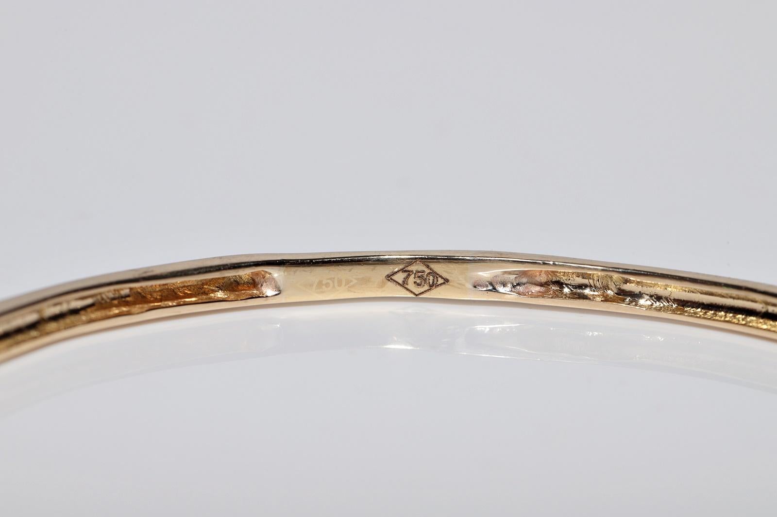 Bracciale vintage in oro 18k con diamanti naturali e smeraldi taglio baguette in vendita 12