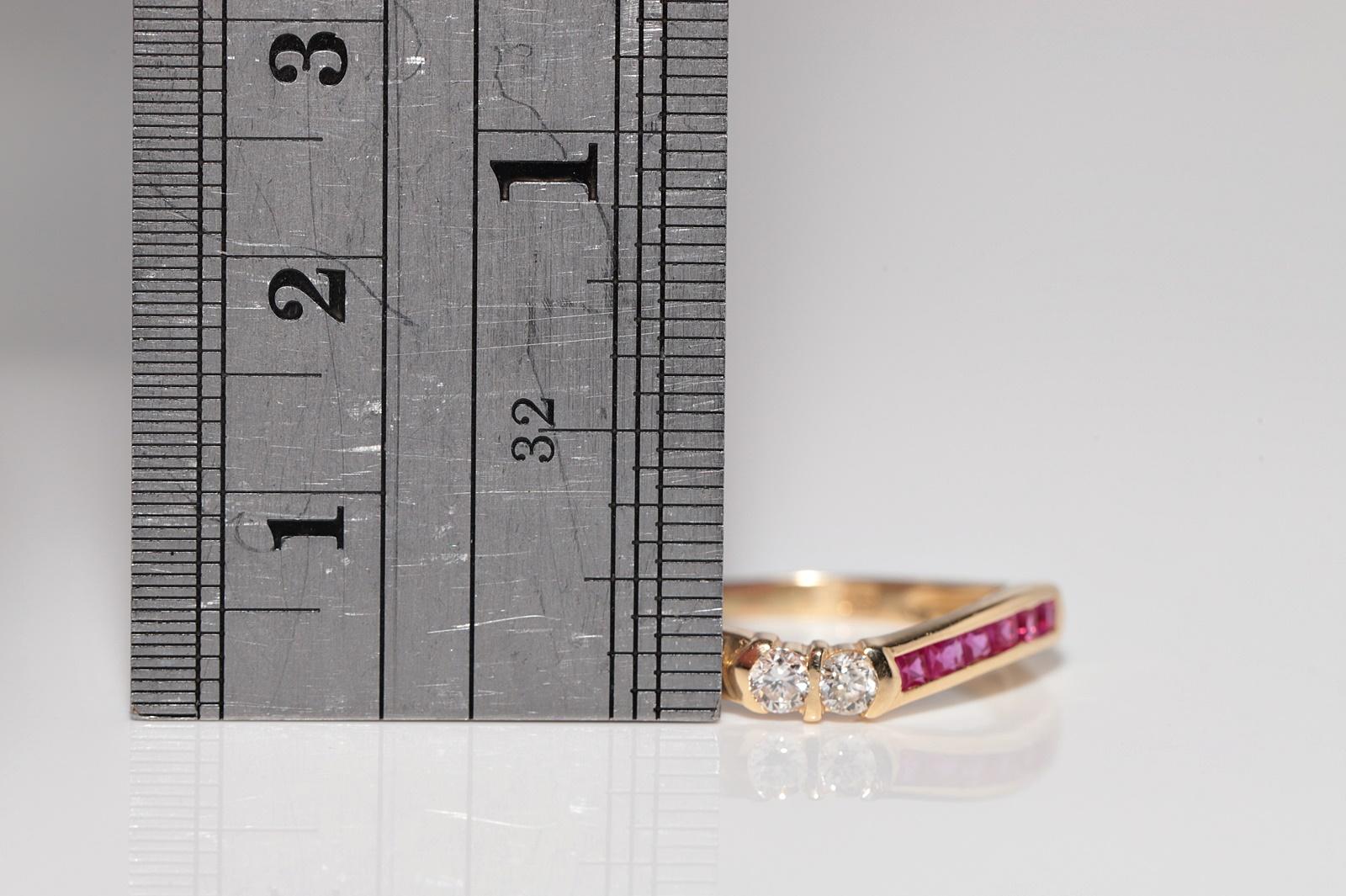 Vintage 18k Gold natürlichen Diamanten und Kaliber geschnitten Rubin dekoriert Band Ring im Angebot 6
