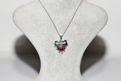 Vintage 18k Gold Natural Diamond And Caliber Emerald Sapphire Ruby Necklace