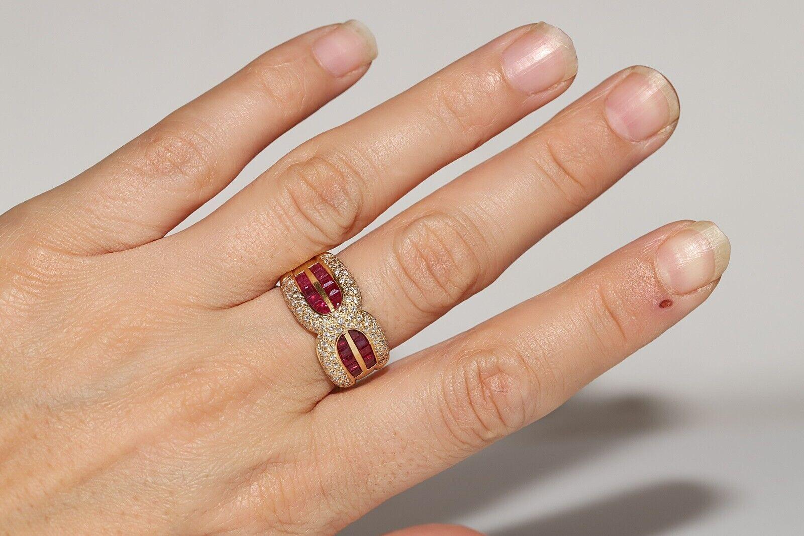 Anillo Tanque Vintage de Oro de 18k Decorado con Diamantes Naturales y Rubí Calibre en venta 6