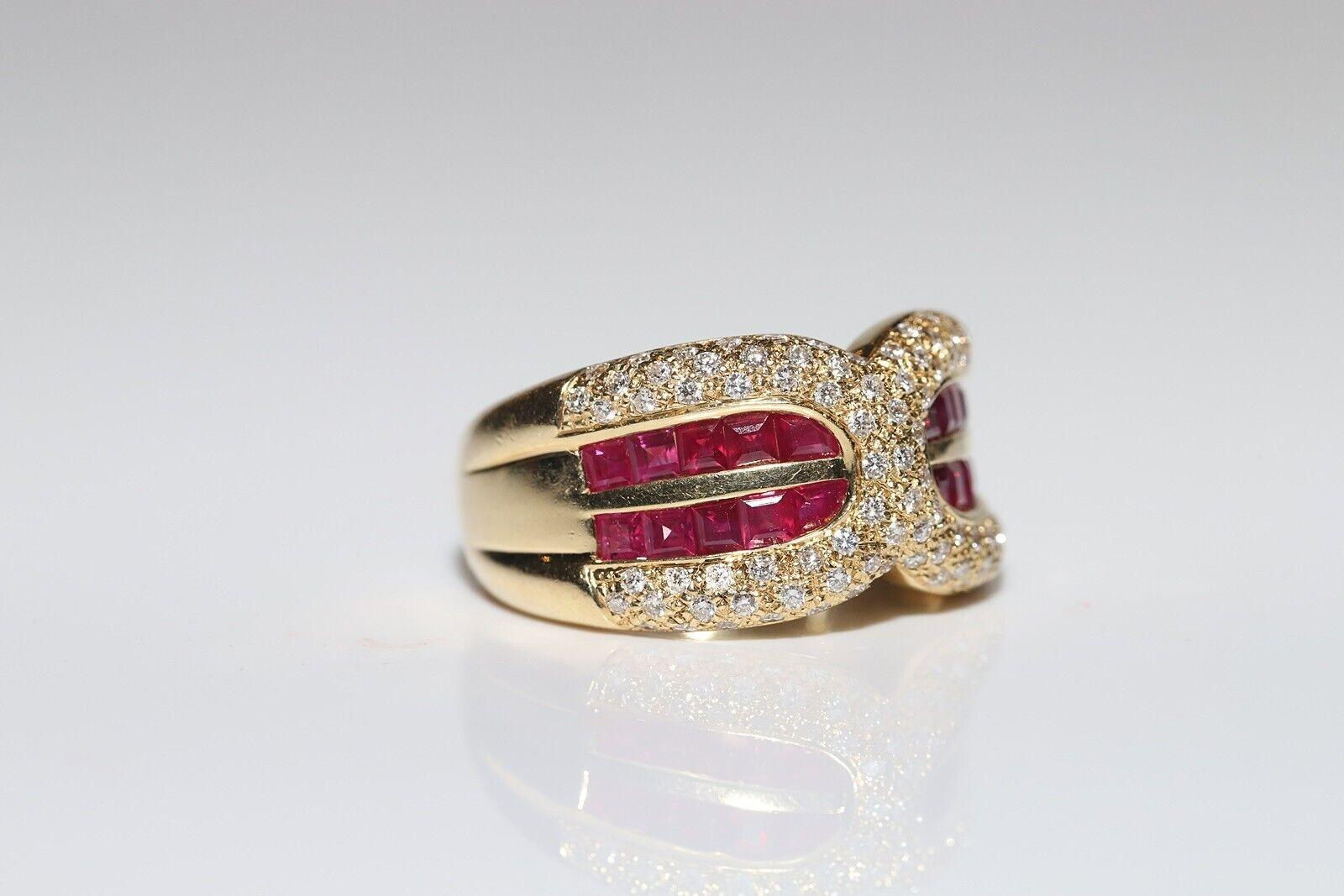 Anillo Tanque Vintage de Oro de 18k Decorado con Diamantes Naturales y Rubí Calibre en Bueno estado para la venta en Fatih/İstanbul, 34