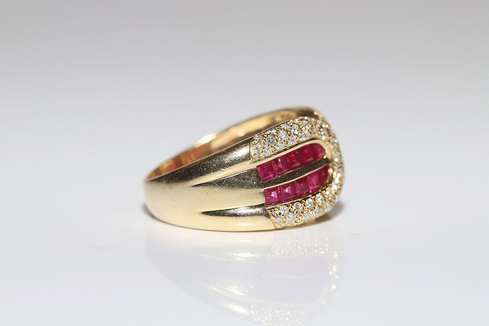 De las mujeres Anillo Tanque Vintage de Oro de 18k Decorado con Diamantes Naturales y Rubí Calibre en venta
