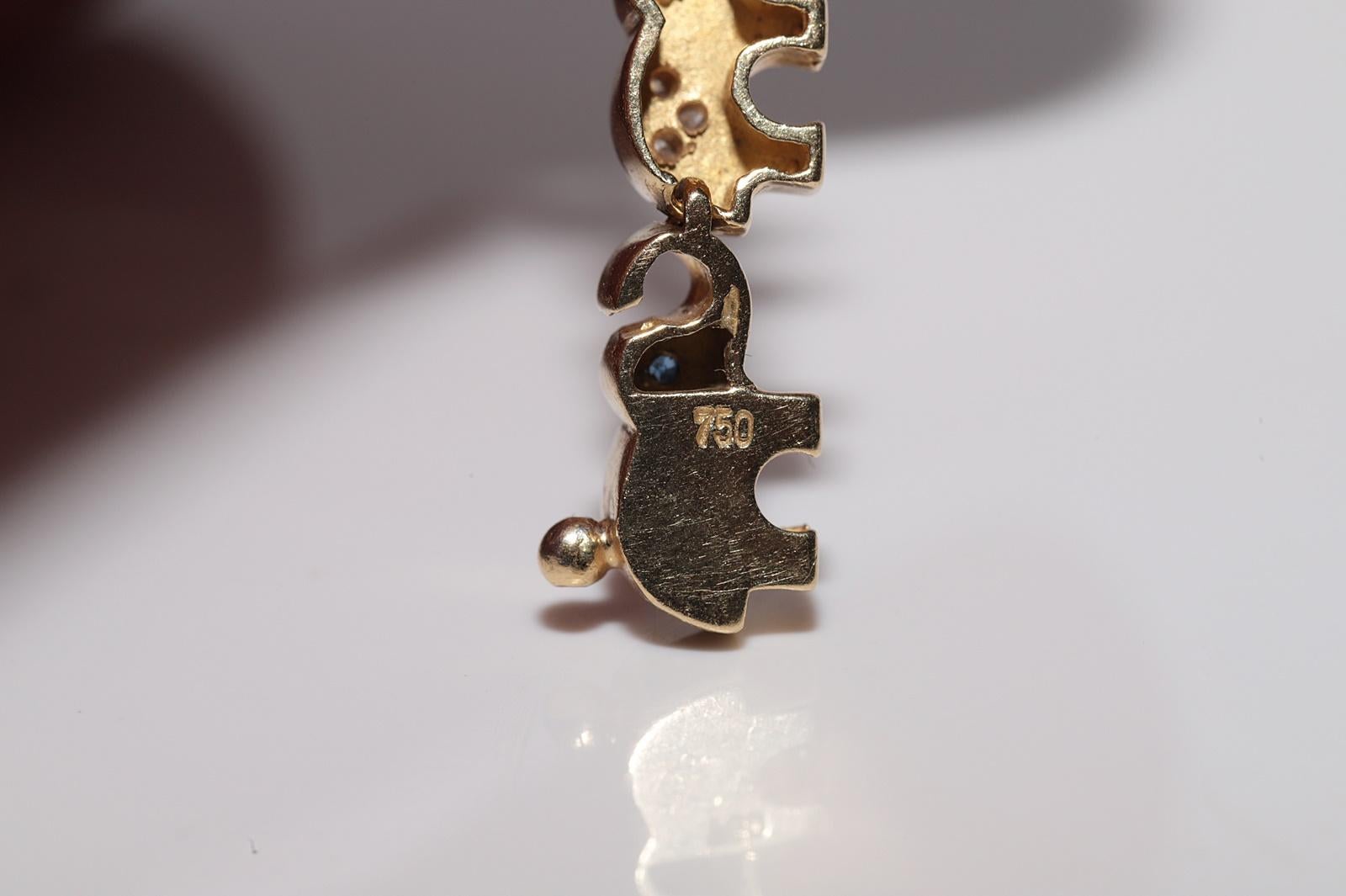 Vintage 18k Gold Natural Diamond And Emerald Sapphire Ruby Elephant Bracelet For Sale 8