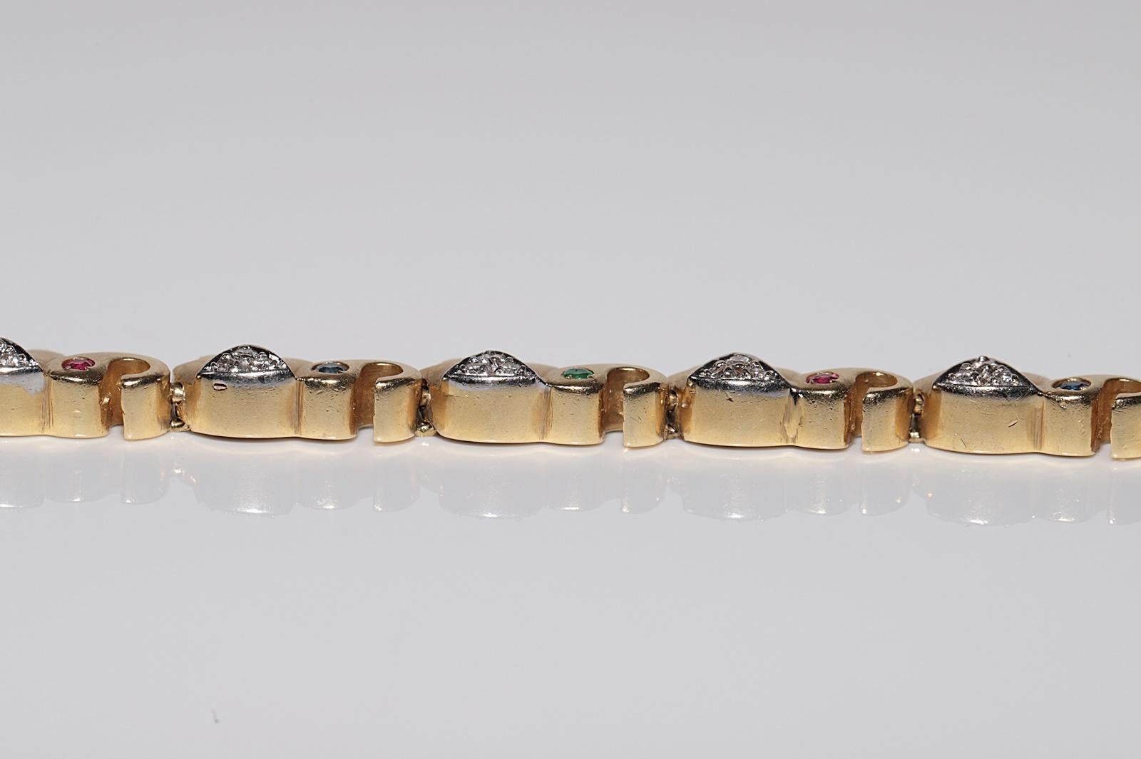 Vintage 18k Gold Natural Diamond And Emerald Sapphire Ruby Elephant Bracelet For Sale 10