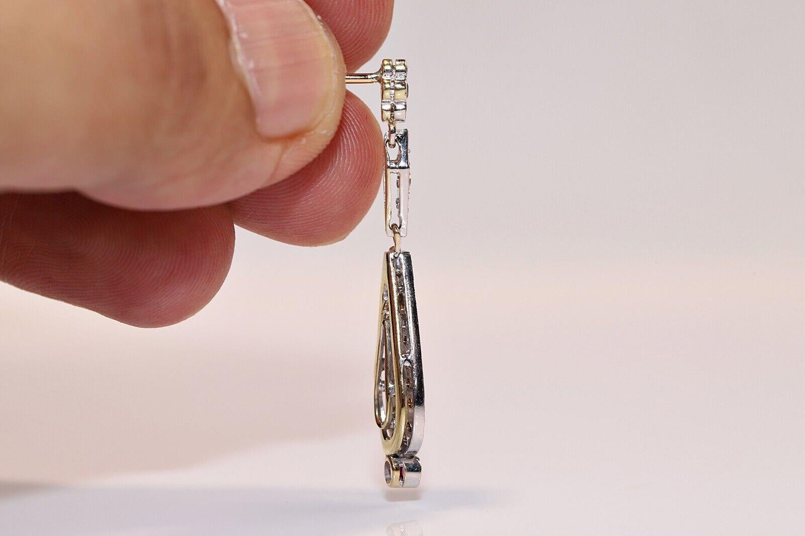 Vintage 18K Gold Naturdiamant und Rubin dekoriert Tropfen Ohrring im Angebot 1
