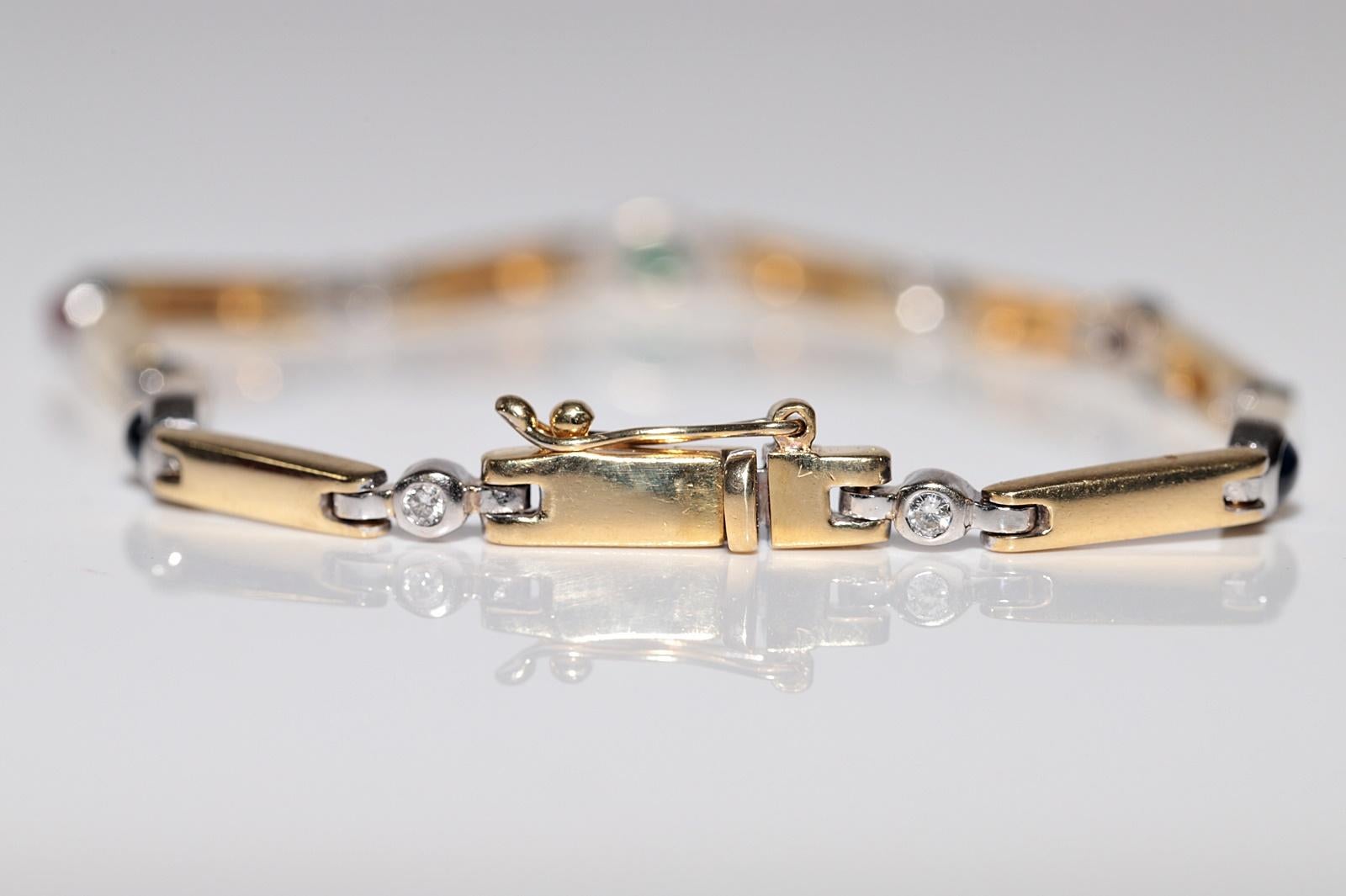 Armband aus 18 Karat Gold mit natürlichem Diamanten, Rubinen, Saphiren und Smaragden im Angebot 2
