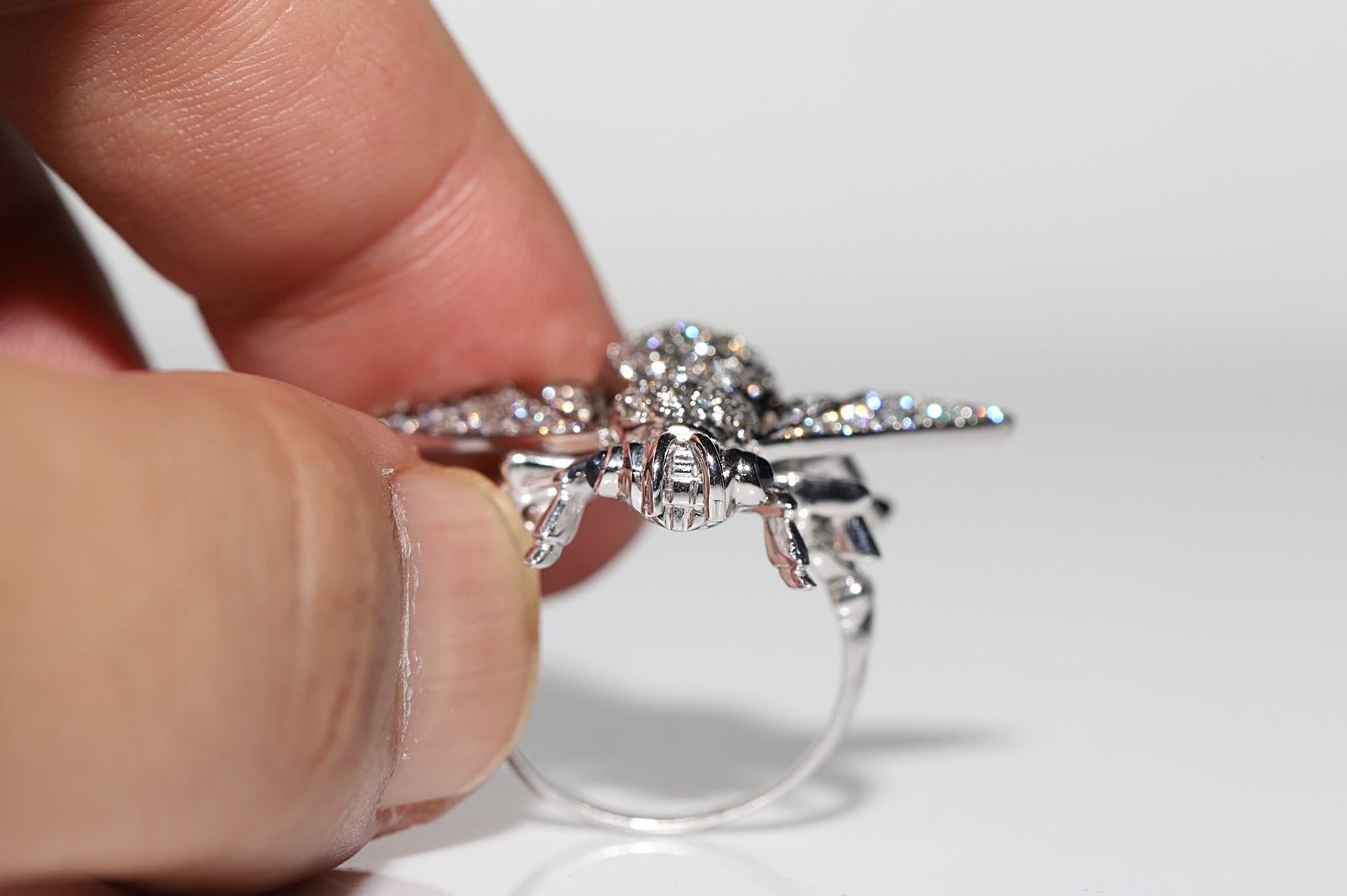 18 Karat Gold Natürlicher Diamant und Saphir Fliegendekorierter starker Ring, Vintage im Angebot 5