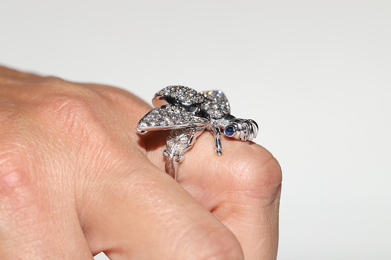 18 Karat Gold Natürlicher Diamant und Saphir Fliegendekorierter starker Ring, Vintage im Angebot 12
