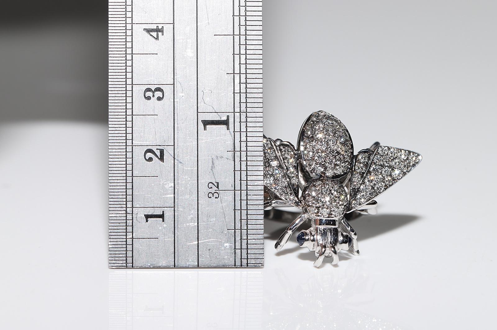 18 Karat Gold Natürlicher Diamant und Saphir Fliegendekorierter starker Ring, Vintage im Angebot 2