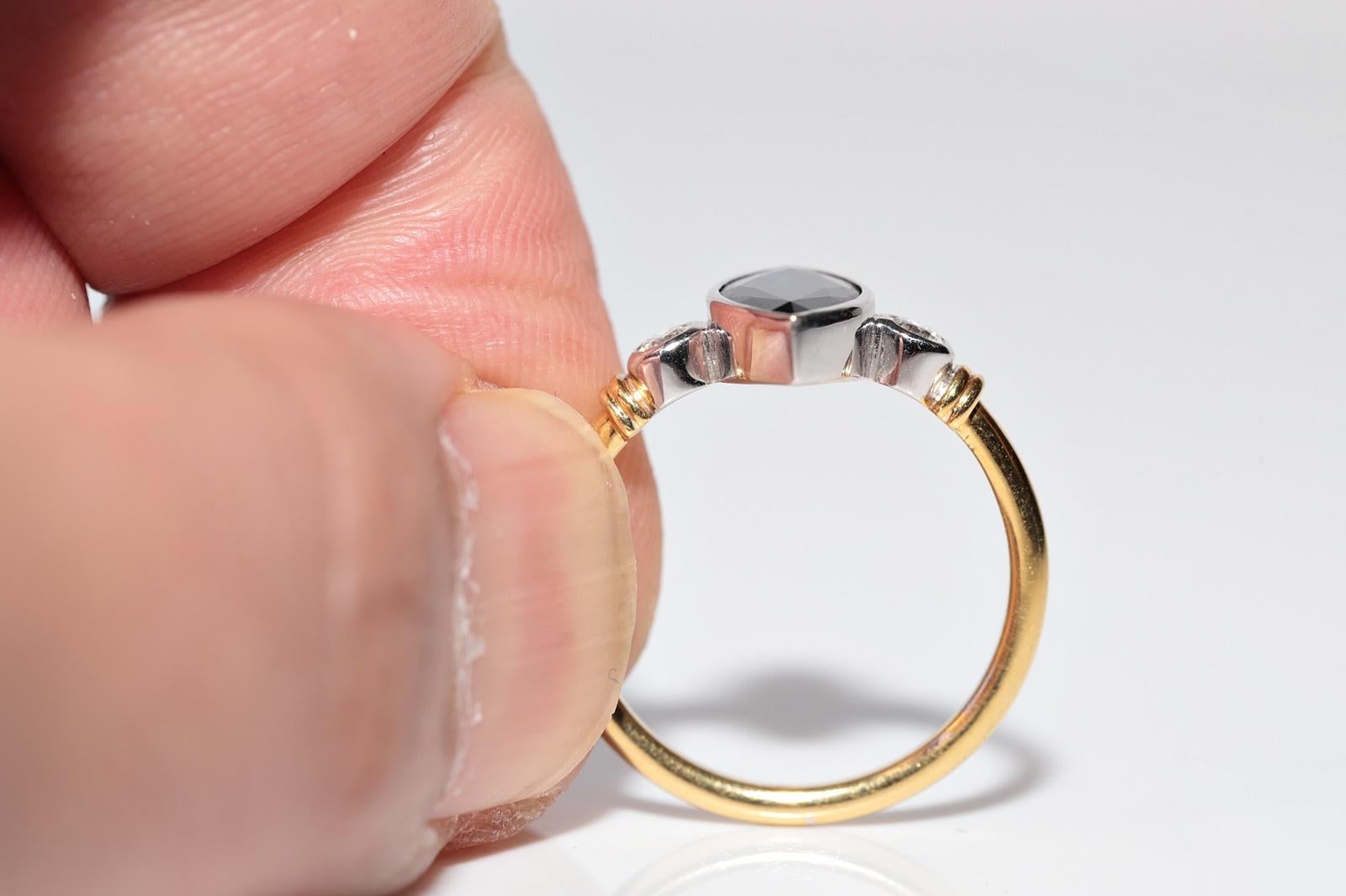 Anello Navette con diamanti naturali e zaffiri in oro 18k vintage in vendita 5