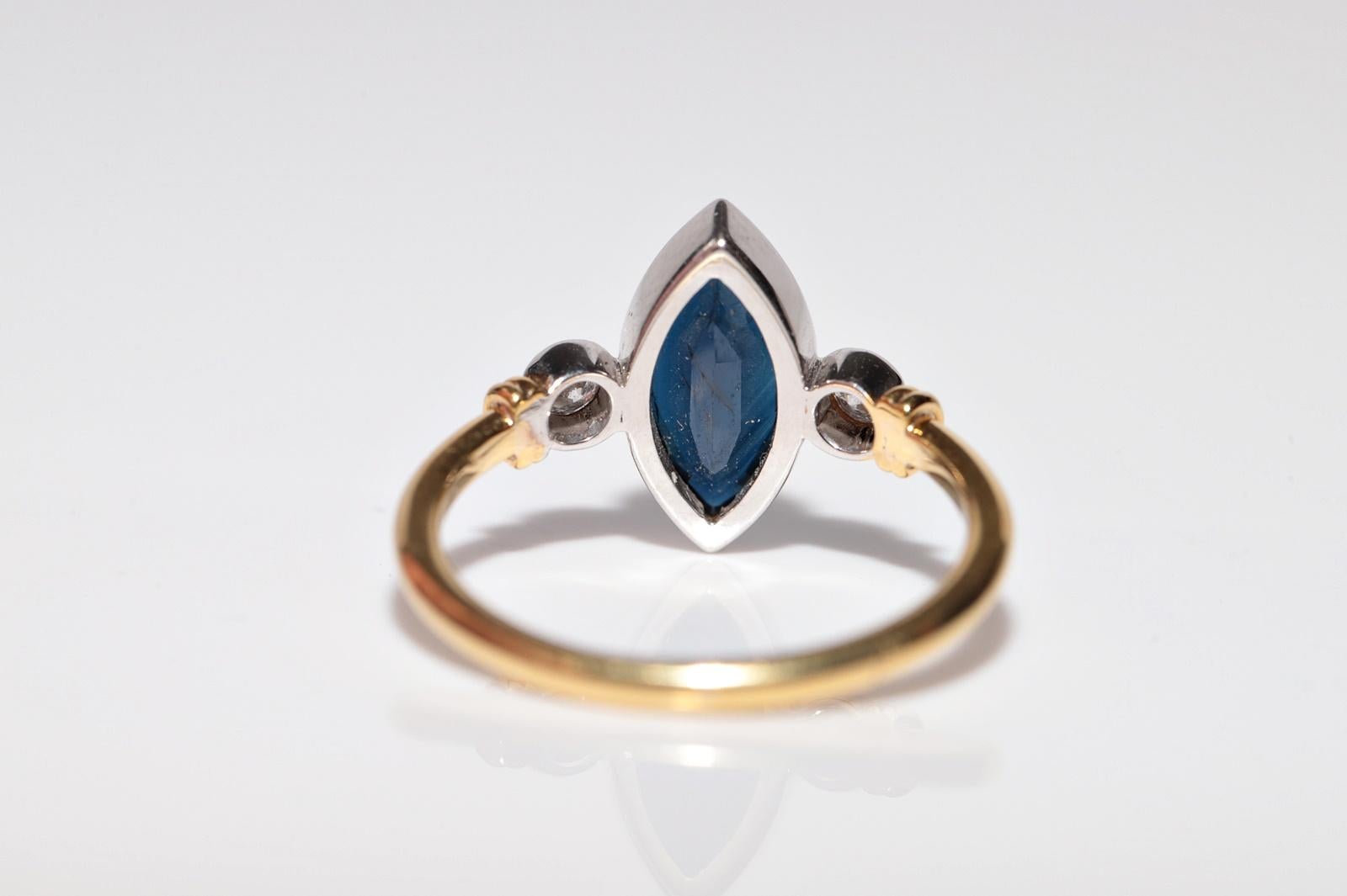 Anello Navette con diamanti naturali e zaffiri in oro 18k vintage in vendita 6