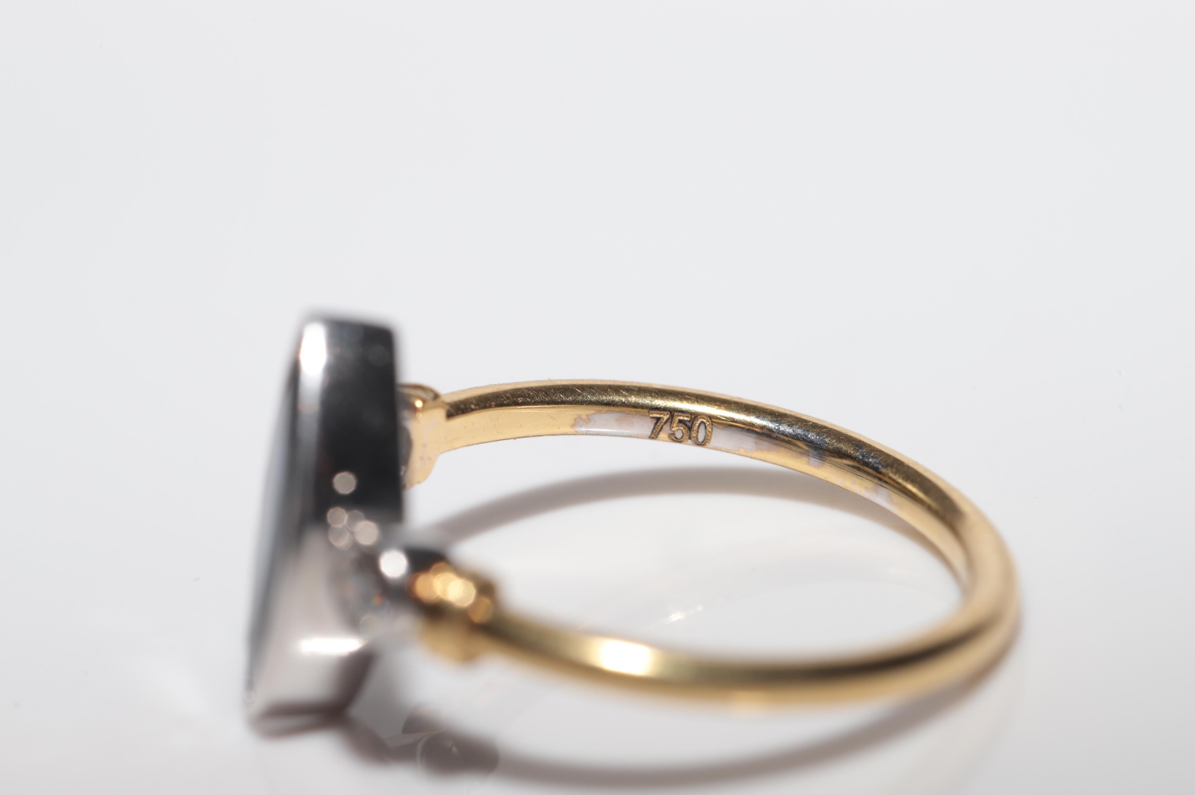 Anello Navette con diamanti naturali e zaffiri in oro 18k vintage in vendita 9