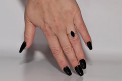 Vintage 18k Gold Natural Diamond And Sapphire Navette Ring