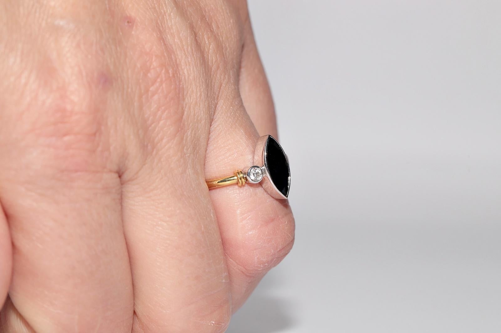 Anello Navette con diamanti naturali e zaffiri in oro 18k vintage In condizioni buone in vendita a Fatih/İstanbul, 34