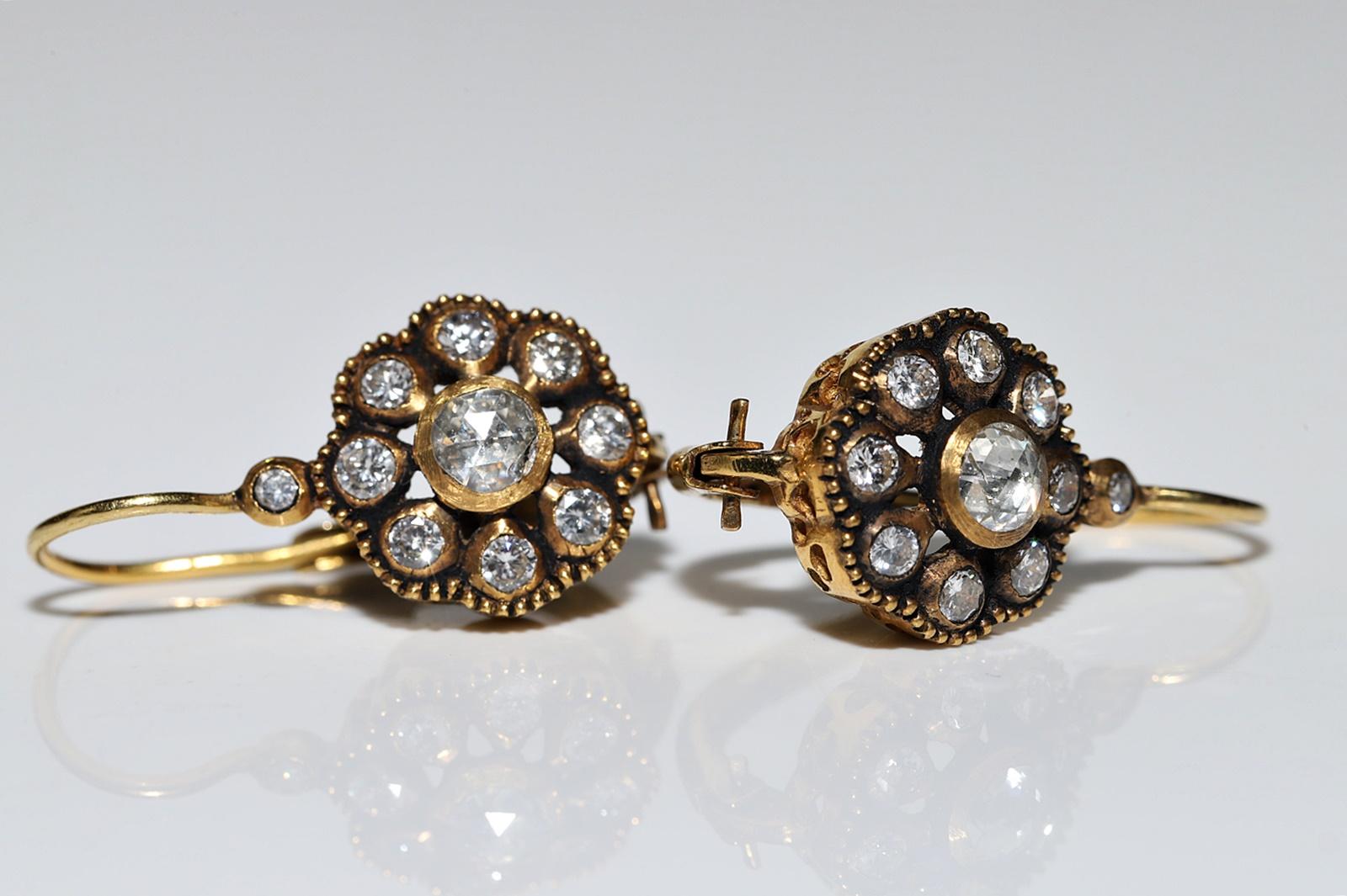 Vintage 18k Gold Natural Diamond Decorated Cocktail Earring  For Sale 7