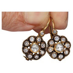 Vintage 18k Gold Natural Diamond Decorated Cocktail Earring 