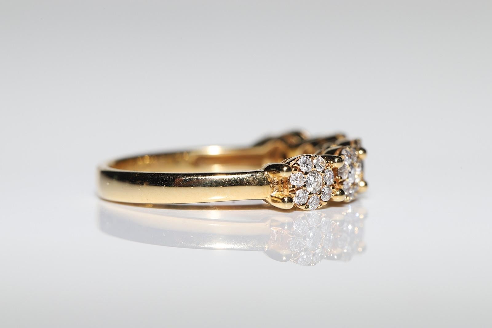 Vintage 18k Gold Natural Diamond Decorated Engagement Band Ring  For Sale 5